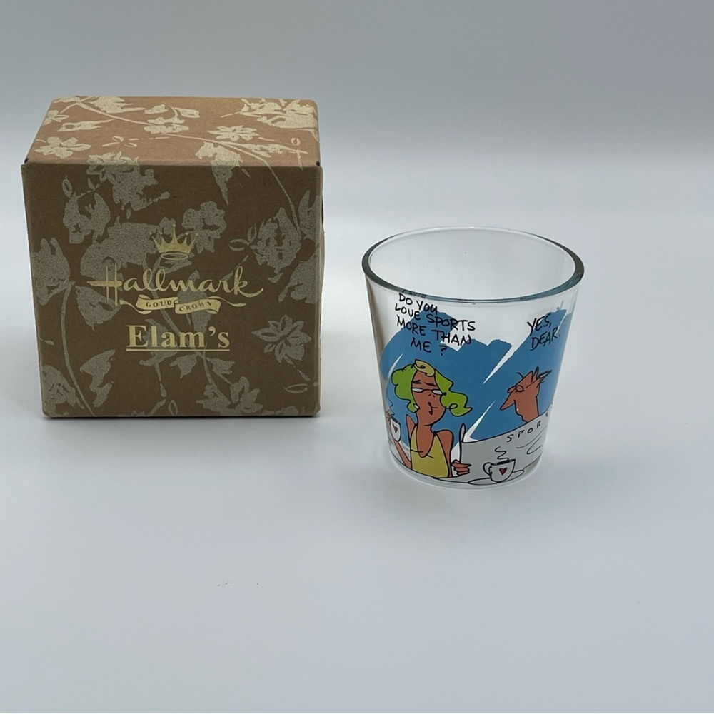 Hallmark Emerson Glass Tumbler w/ Box Funny Sports Cartoon Vintage Humor